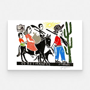 Xilogravura ''Os Retirantes" G - J. Miguel - PE