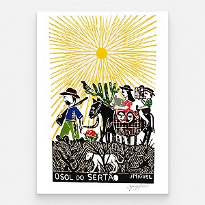 Xilogravura ''O Sol do Sertão" G - J. Miguel - PE