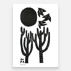 Xilogravura "Paisagem Sertaneja" P - Edna - PE