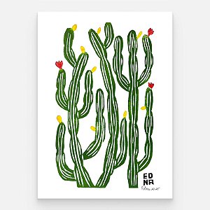 Xilogravura "Cactos 2" P - Edna - PE