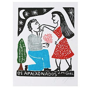 Xilogravura ''Os Apaixonados" P - J. Miguel - PE