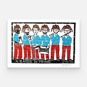 Xilogravura ''A Banda de Pífano" G - J. Miguel - PE