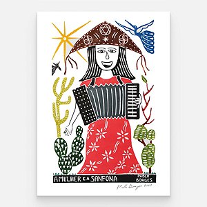 Xilogravura ''A Mulher e a Sanfona" G - Pablo Borges - PE