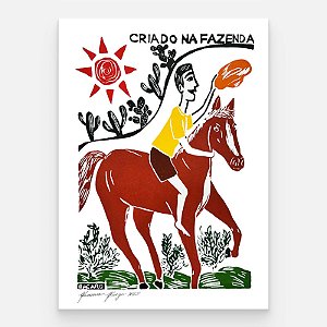 Xilogravura Criado na Fazenda M - Bacaro Borges - PE
