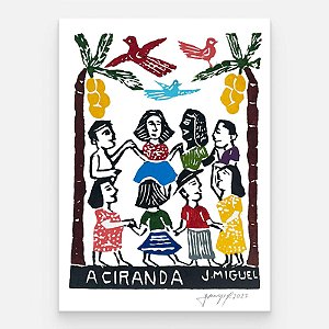 Xilogravura "A Ciranda" P - J. Miguel - PE