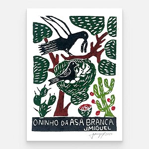 Xilogravura "O ninho da Asa Branca" P - J. Miguel - PE