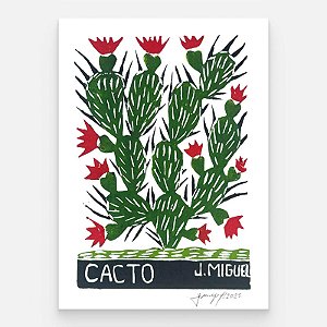 Xilogravura "Cacto" P - J. Miguel - PE
