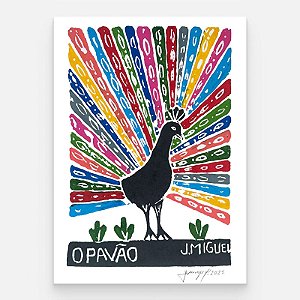 Xilogravura "O Pavão" P - J. Miguel - PE
