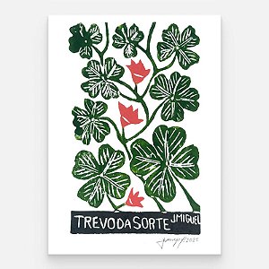 Xilogravura "Trevo da Sorte" P - J. Miguel - PE