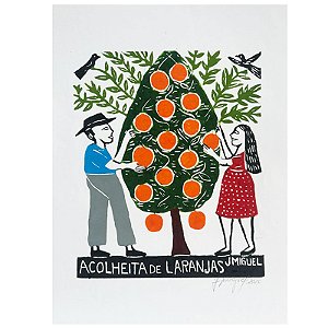 Xilogravura "A Colheita de Laranjas M" M - J. Miguel - PE