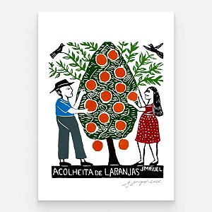 Xilogravura "A Colheita de Laranjas M" M - J. Miguel - PE