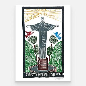 Xilogravura "Cristo Redentor" G - J. Miguel - PE
