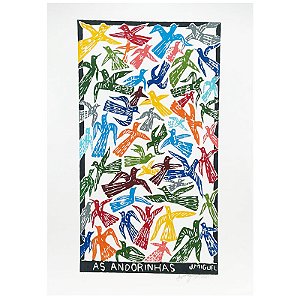 Xilogravura "As Andorinhas" G - J. Miguel - PE