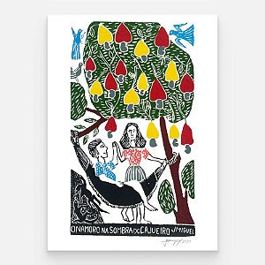 Xilogravura "O Namoro na Sombra do Cajueiro" G - J. Miguel - PE