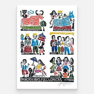 Xilogravura "Brincadeiras Folcloricas" G - J. Miguel - PE