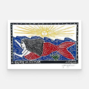 Xilogravura "A Sereia no Mar" G - J. Miguel - PE