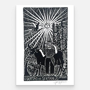 Xilogravura "O Sertão e o Sertanejo PB" G - J. Miguel - PE