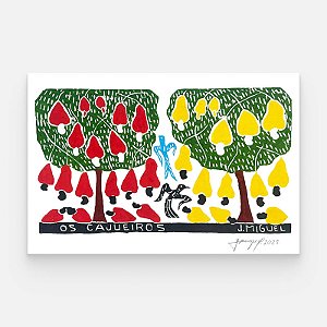Xilogravura "Os Cajueiros" G - J. Miguel - PE