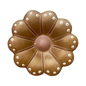 Flor de Parede 10Cm Marrom com Detalhe Rosa - Cláudia - Vale do Jequitinhonha - MG