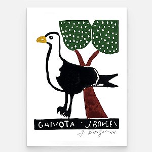 Xilogravura Gaivota P - assinada por J. Borges - PE (Raridade)