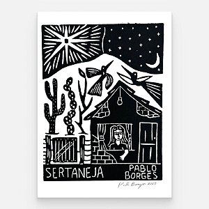 Xilogravura "Sertaneja" P - Pablo Borges - PE