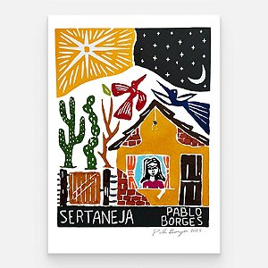 Xilogravura "Sertaneja" P - Pablo Borges - PE