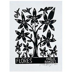 Xilogravura "Flores" P - Pablo Borges - PE