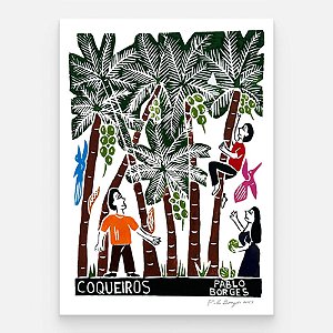 Xilogravura ''Coqueiros" M - Pablo Borges - PE