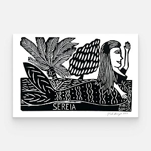 Xilogravura ''Sereia" M - Pablo Borges - PE