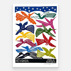 Xilogravura ''Revoada" M - Pablo Borges - PE