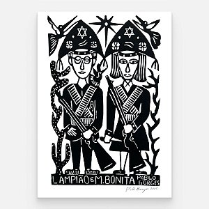 Xilogravura ''Lampião e Maria Bonita" M - Pablo Borges - PE