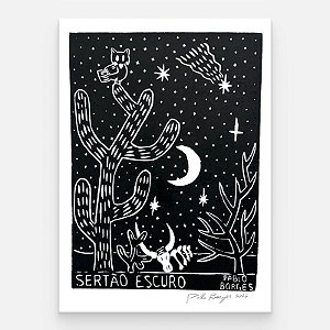 Xilogravura ''Sertão Escuro" M - Pablo Borges - PE
