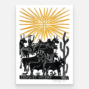 Xilogravura ''Boiada e o Vaqueiro" G - Pablo Borges - PE