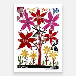 Xilogravura ''Flores" G - Pablo Borges - PE