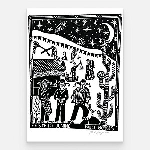 Xilogravura ''Festejo Junino" G - Pablo Borges - PE