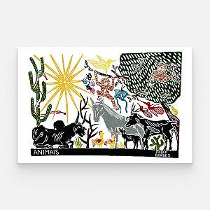 Xilogravura ''Animais" G - Pablo Borges - PE