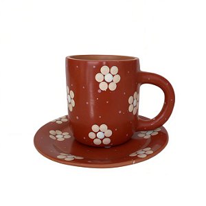 Caneca Vermelha com Pires - Luiza - Vale do Jequitinhonha - MG