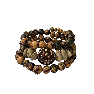 Pulseira Voltas Açaí Marrom Rajada - Rosa - AL