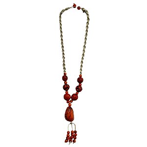 Colar de Jarina com Macrame Laranja- Rose - AM