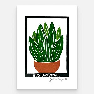 Xilogravura Vasinho com Planta P - Gustavo Borges - PE