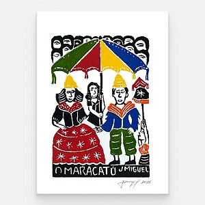 Xilogravura "O Maracatú" P - J. Miguel - PE