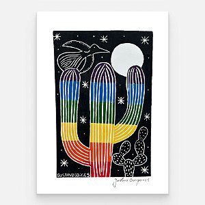 Xilogravura Cacto LGBTQIA+ G - Gustavo Borges - PE