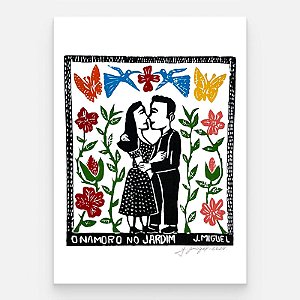 Xilogravura "O Namoro no Jardim" M - J. Miguel - PE