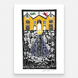 Xilogravura "Aprocissão de N.S. Aparecida" G - J. Miguel - PE