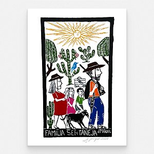 Xilogravura "Familia Sertaneja" G - J. Miguel - PE