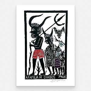 Xilogravura "A Família de Diabos" G - J. Miguel - PE