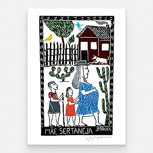 Xilogravura "Mãe Sertaneja" G - J. Miguel - PE