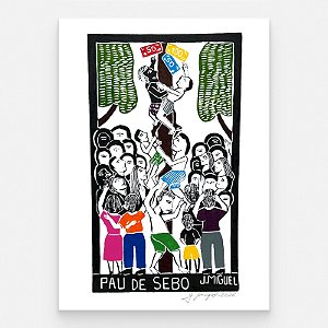 Xilogravura "Pau de Sebo" G - J. Miguel - PE