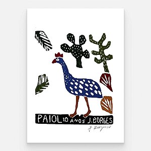 Xilogravura Paiol 10 anos P - assinada por J. Borges - PE (Garimpo Especial)