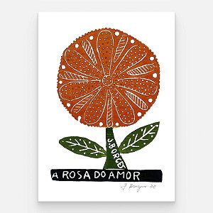 Xilogravura A Rosa do Amor P - assinada por J. Borges - PE